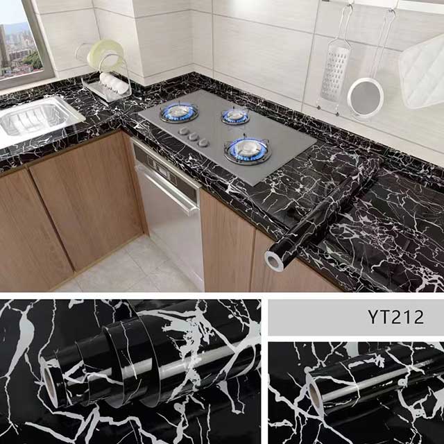 (60CM*3M) Marble Kitchen Oil-Proof Wallpaper – Waterproof Self-Adhesive Countertop & Cabinet Wall Sticker