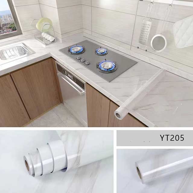 (60CM*3M) Marble Kitchen Oil-Proof Wallpaper – Waterproof Self-Adhesive Countertop & Cabinet Wall Sticker